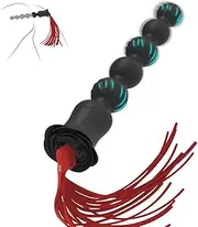 Vibrating Anal Beads Butt Plug with Sex Whip, Graduated Design Anal Vibrator with 10 Vibration Modes SM Silicone Female Sex Toys Bullet Vibrators for Men, Women and Couples