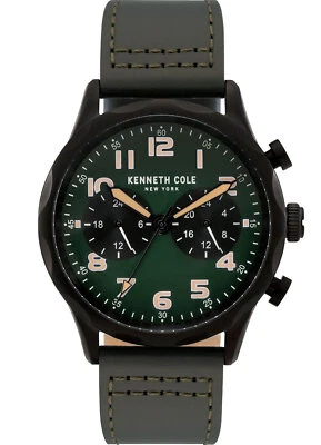 Kenneth Cole New York KC51026001 Dual Time Men's Analog Watch Green Leather Band