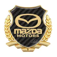 在飛比找蝦皮購物優惠-Mazda 馬自達汽車車標側標 碳纖維麥穗勛章盾牌金屬裝飾貼