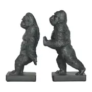 White Moose Gorilla Pushing Bookends Home/Living Room Display Decor Black