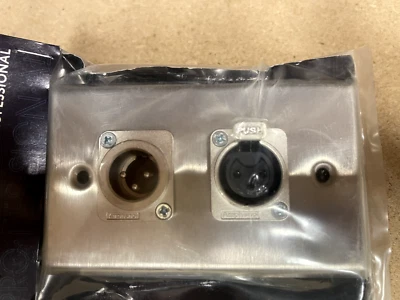 Plateworks Single-gang Stainless Steel Wall Plate w/ 1 XLR-F and 1 XLR-M WP1066