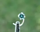 2.72mm 14k WHITE GOLD100% REAL BLUE DIAMOND NOSE SCREW RING CERTIFICATE,SPARKLES