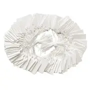200 White Price Display Tags with String for Jewelry, Clothing - 1.38 x 0.87