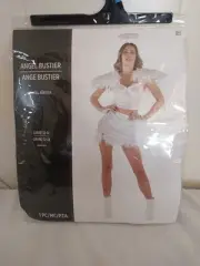 White Feather Padded Corset Bustier Feathers Lingerie Costume Large 12-14
