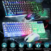 T6 Wired Gaming Keyboard Mouse Pad Combo Ergonomic LED Backlight for PC Laptop