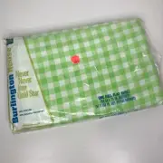 Vintage Burlington Flat Sheet King Green White Checkered Picnic Plaid NEW NOS