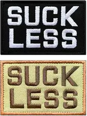 Antrix 2 Pack Suck Less Funny Embroidered Patch Tactical Military Funny Badge Hook and Loop Funny Suck Less Patch for Biker Clothes Jackets Caps Backpack Bags Vest Dog Harness