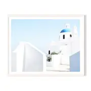 Greek Island Framed Printed Wall Art - White