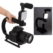 Handheld Video Camera Stabilizer With LED Light Mic Portable U Shape Camera WTD