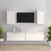 TV Cabinets 4 pcs White Solid Wood Pine