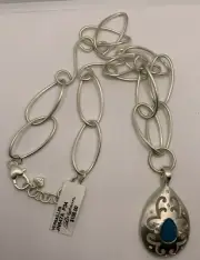 BRIGHTON VERSAILLES JUPITER Blue Crystal Silver Long NECKLACE NWTag