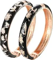 [UJOY] Sparky Jewelry Statement Bracelets Women's Enamel Bangles Set 2 Pcs Spring Hinged Box Packed for Gifts 7768-7769