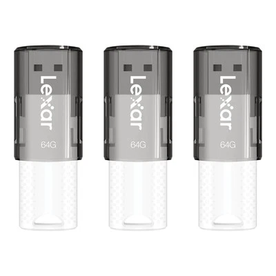 Lexar LJDS6064GB3N Jumpdrive S60 Usb 2.0 Flash Drive, 64 Gb, Gray/white, 3/pack