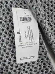 New Chicos Size 0 Open Knit Tunic Sweater Top Silver Metallic Womens Small