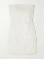 [SPRWMN] SPRWMN - Strapless Sequined Stretch-tulle Mini Dress - White - x small x small White