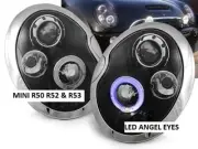 BLACK LED ANGEL EYE HEADLIGHTS FOR MINI COOPER R50 R52 & R53 MODEL NICE GIFT