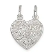 Sterling Silver I Love You 2-Piece Break Apart Heart Charm