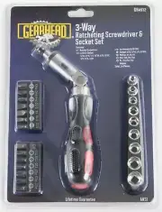 Gearhead 3-Way Ratcheting Screwdriver & Socket Set GH4912