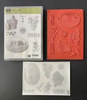 Stampin' Up! TUSCAN VINEYARD Cling Rubber Stamp-Grapes-Wine-Countryside-Tuscany