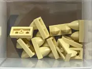 LEGO Parts - Tan Tile, Modified 1 x 2 with 2 Teeth Vertical - No 15209 - QTY 10