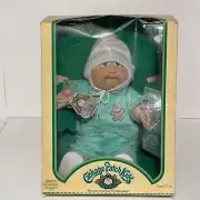 Cabbage Patch Kids Bald Blue Eyes CPK Mint Green Teddy Fit w/Box Tag Birth Cert