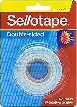 Sellotape Double-Sided Tape, 12mm x 10m, Blister Card, Surface-Safe, Strong Adhesion, Removable Backing, Acid-Free, Ideal for Mounting, Crafts, and Photos