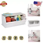 Stylish Stackable Toy Storage Cubby with Two Open Bins - White/Light Gray Finish