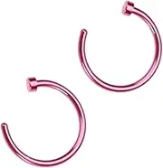 CATIEBYE 2Pcs Open Nose Ring Titanium Steel Pink Unisex Shaped Design for Comfortable Daily Wear High Polish Finish Safe for Sensitive Skin