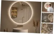 24 Inch Round Backlit Mirror Bathroom, Bathroom Mirror with Lights, Anti-Fog,
