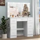 Large Makeup Vanity Table Set with LED Light Mirror Drawer Dressing Table Dresse