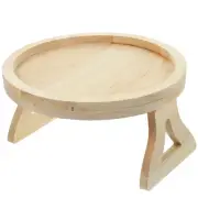 Arm Rest Tray for Sofa Round Rattan Divided Serving Fold up Table