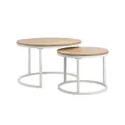 Oikiture Set of 2 Coffee Table Natural and White