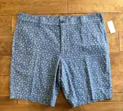 IZOD Men Blue Pineapple & Palm Trees All-Over Print Shorts W38 Inseam 10.5"