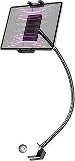 EXSHOW Car Seat Rail Tablet Holder for Truck, Metal Gooseneck Car Floor Seat Bolt Tablet Mount, Pickup/Commercial Vehicles/Semi Truck Stand for iPad Pro Mini Air, Galaxy Tabs, iPhone, 4-12.9" Tablets