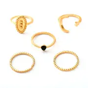 5Set 5Pcs Bohemian Finger Ring Set Moon Star Open Close Rings Fashion Jewelry for Women