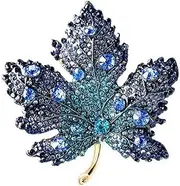[Générique] Blue Crystal Maple Leaf Style Rhinestone Brooch Pin 5 Stainless Steel, 5, Stainless Steel