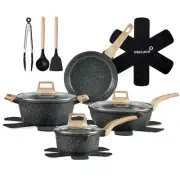 14 Pcs Pots and Pans Set Non Stick, Induction Black Cooking Set with Frying P...