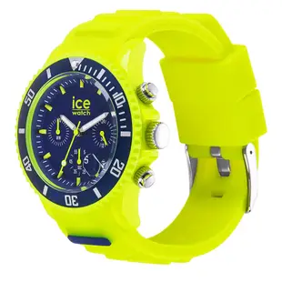 Ice Watch 三眼計時活力系列 藍錶面 40mm CH-螢光黃矽膠錶帶