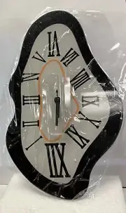 Acrylic Melting Salvador Dali Quartz Clock Analog Battery Modern Black and White