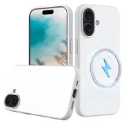Compatible For iPhone 16 Plus Case Liquid Silicone Phone Cover Compatible with MagSafe White