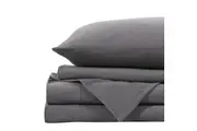 Royal Comfort Single Flannel Sheet Set Polar Fleece w/ Pillowcase Charcoal