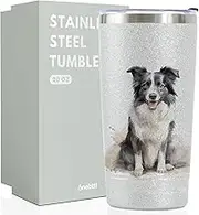 Onebttl Border Collie Gifts for Women/Men, Unique 20oz Border Collie Glitter Tumbler with Lid and Straw, Border Collie Gifts for Birthday, Christmas