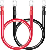 MILAPEAK 2/0 AWG Battery Cables, 2 Feet 2/0 Gauge Marine Battery Inverter Cable Set With 3/8" Terminals Lugs (Positive and Negative) for Solar, Rv, Car, Boat, Motorcycle, Automotive (Black and Red)