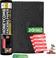 Black Honeycomb Packing Paper for Moving 12-Inch X 66-Feet Bubble Honeycomb Wrap