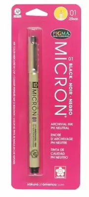 Sakura Pigma Micron 01 Pen .25 mm Black, Brand New, 3-Pack