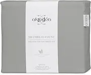 Algodon 500 Thread Count Organic Cotton Bed Sheet with Pillows Set, Platinum, Queen