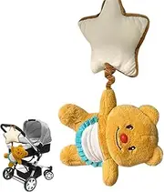 Stroller Car Seat Rattle - Butter Bear Pendant Bell Plush Carseat Rattle with Star,Soft Sensory Toy Chime Activity Music Box for Stroller