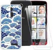 ESACMOT Wave Texture Pattern Case Compatible with Saiet Smart Senior STS550 + [2 Pack] Screen Protector Tempered Glass, Shockproof Case Cover for Saiet Smart Senior STS550 (5.5 inch)