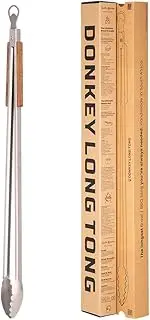 BBQ Tongs 32 inch Extra Long Grill Tongs - - Stainless Steel, Locking Tongs, Bottle Opener, Wooden Handles, Premium Tongs