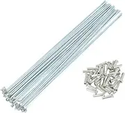 X AUTOHAUX 14G J Bend Bicycle Spokes 14G 210mm Length Bike Wheel Spokes with Nipple for MTB Wheel Spokes Silver Tone Carbon Steel Galvanized 36 Set